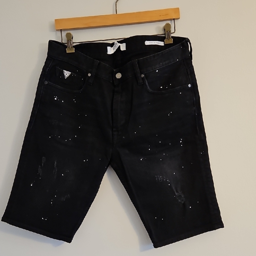 Guess Men's Black Distressed Shorts